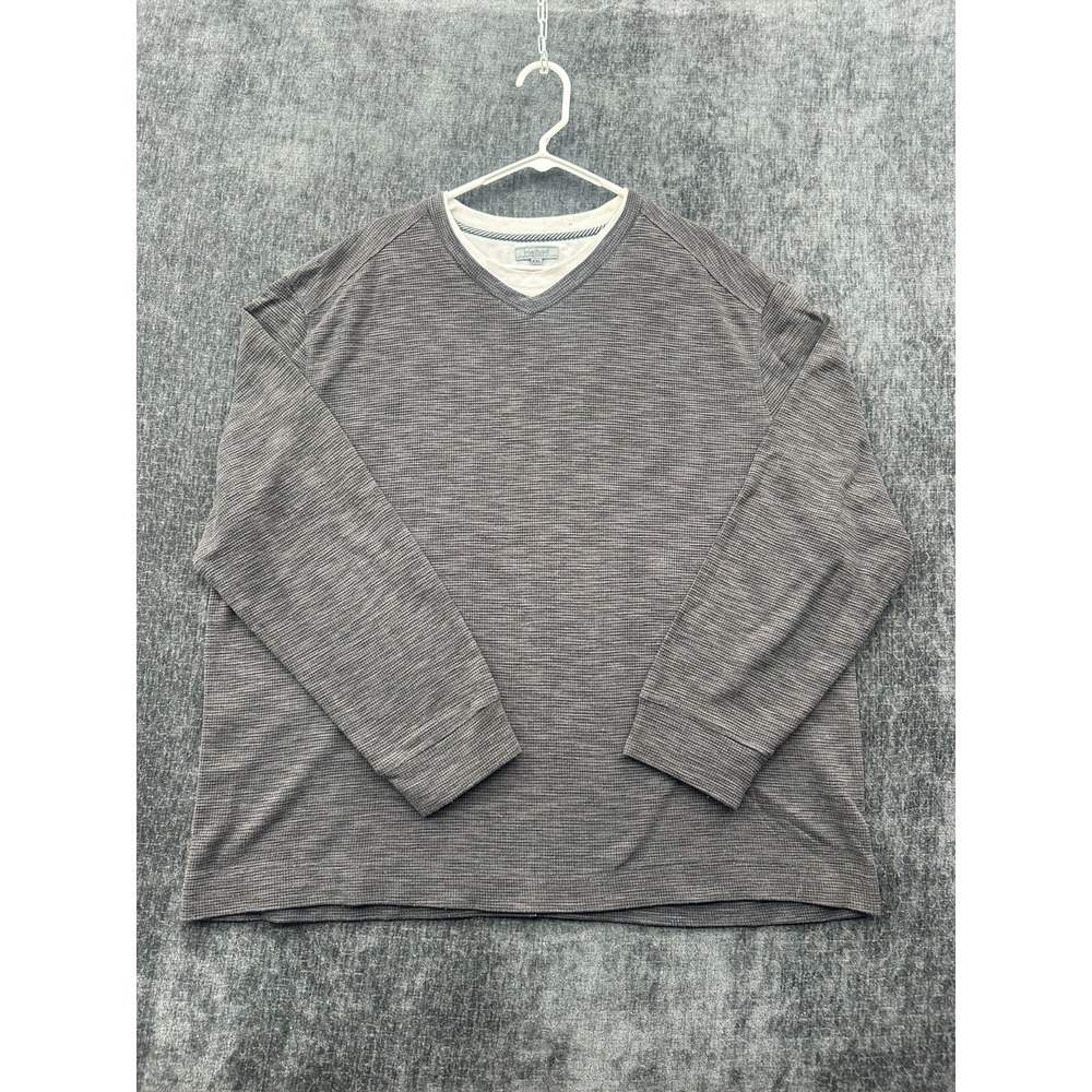 Method Double‎ Layer Sweater Mens 2XL Gray Cotton Waffle Knit V Neck Thermal